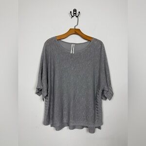 Anthropologie Alicia Sliver Shimmer Pullover Linen Blend Sweater Tee Sz XS